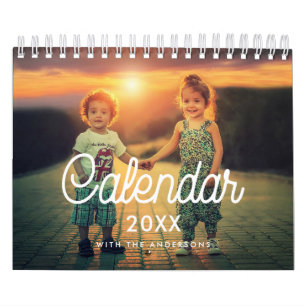 Retro typography family photo 2025 calendar