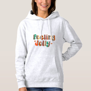 Retro Typography Feeling Jolly Christmas Holiday Hoodie