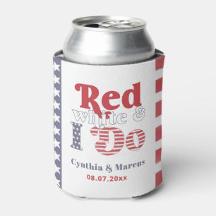 Retro Typography July 4th Wedding Shower Favour Can Cooler