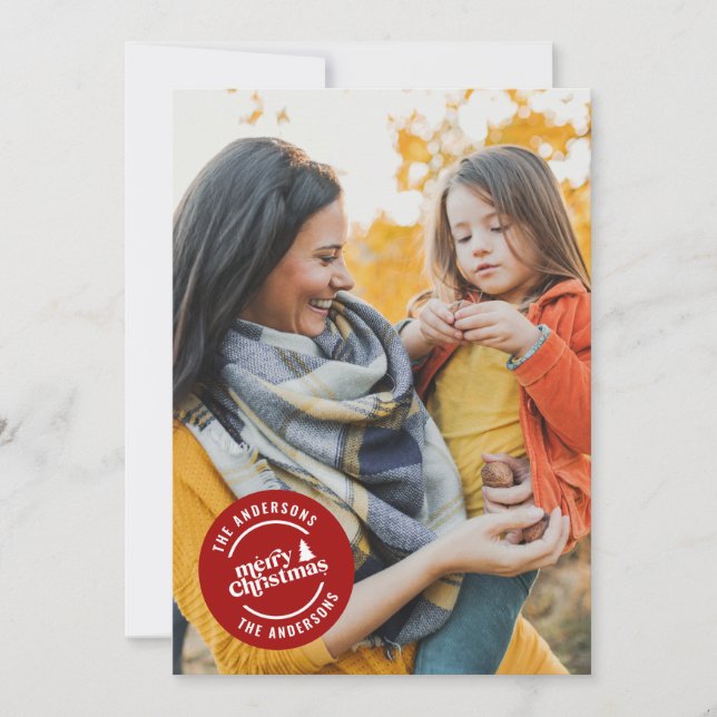 Retro typography modern 1 photo holiday Christmas (Front)