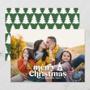 Retro typography modern 1 photo holiday Christmas Card