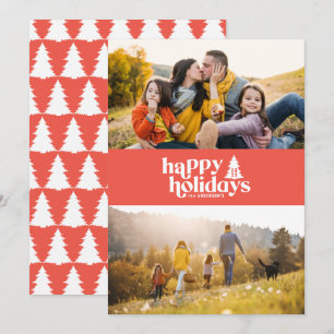 Retro typography modern 1 photo holiday Christmas Card