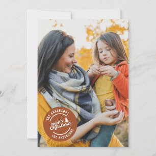 Retro typography modern 1 photo holiday Christmas Card