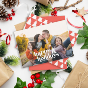 Retro typography modern 1 photo holiday christmas card