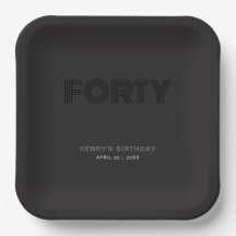 Retro Typography Modern Black 40th Birthday
