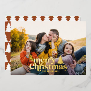 Retro typography modern full photo foil holiday ca