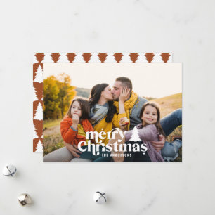 Retro typography modern full photo holiday card