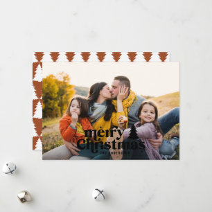 Retro typography modern full photo holiday card