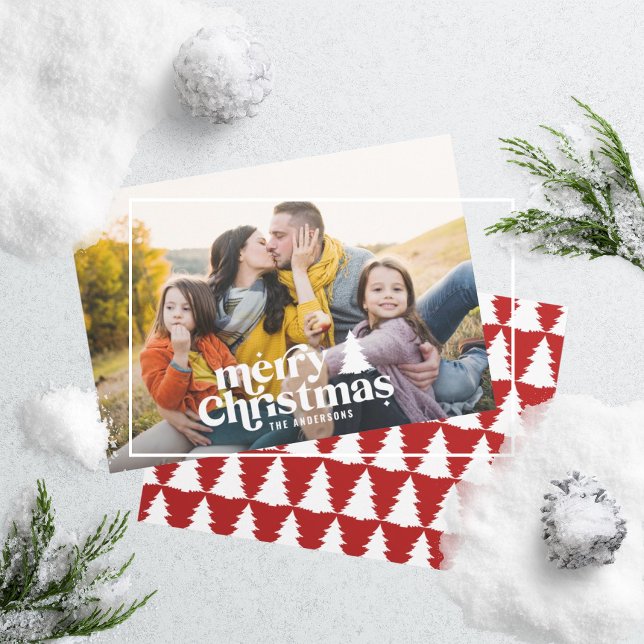 Retro typography modern full photo  holiday card (Creator Uploaded)