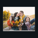 Retro typography modern full photo   holiday postcard<br><div class="desc">Retro typography modern photo christmas. Text and background colours can be customised. Part of a collection</div>