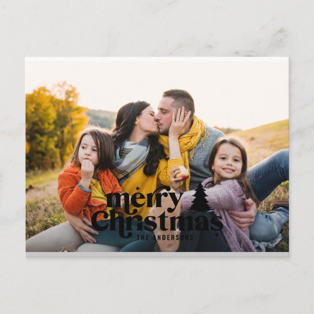 Retro typography modern full photo   holiday postcard (Front)
