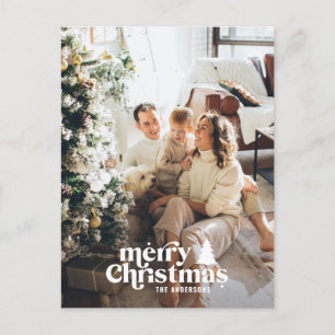 Retro typography modern full photo   holiday postcard