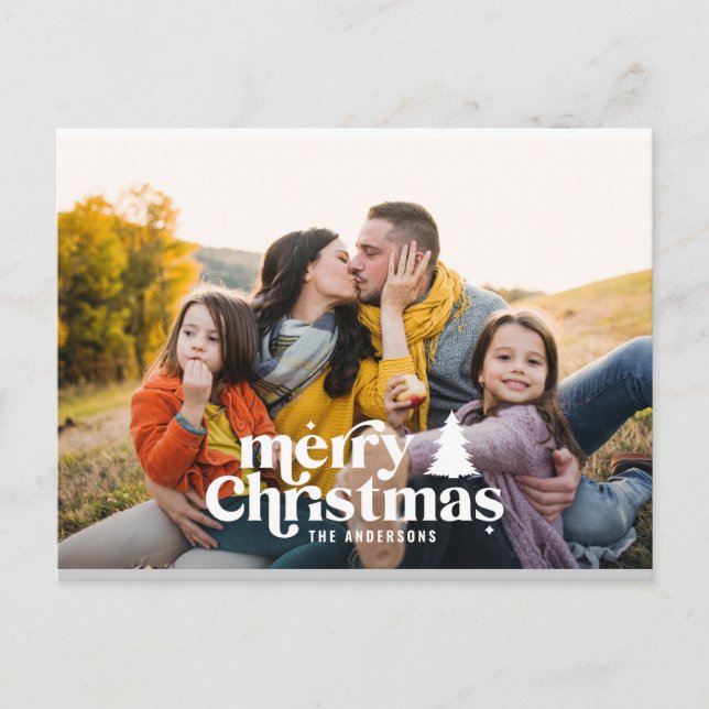 Retro typography modern full photo   holiday postcard (Front)