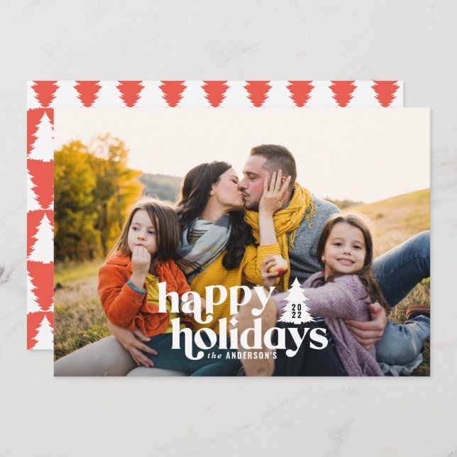 Retro typography modern photo holiday christmas (Front/Back)