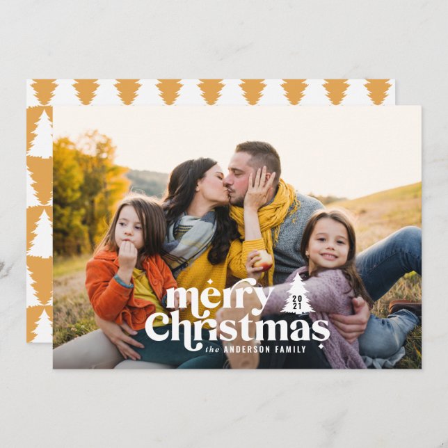 Retro typography modern photo holiday christmas (Front/Back)