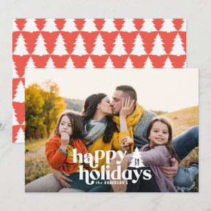 Retro typography modern photo holiday christmas card