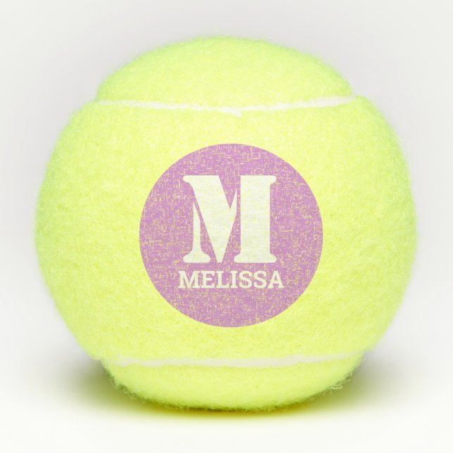 Retro Typography Monogram Initial Name Tennis Balls (Front)