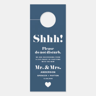 Retro Typography Navy Blue Do Not Disturb Wedding Door Hanger