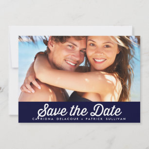 RETRO TYPOGRAPHY   NAVY SAVE THE DATE ANNOUNCEMENT