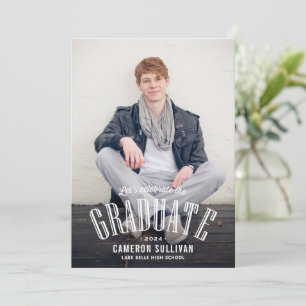 Retro Typography Overlay Photo Graduation Invitation