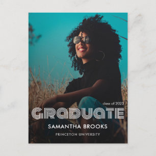 Retro Typography Photo Graduation Announcement Postcard