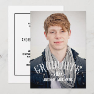 Retro Typography Photo Graduation Party Invite