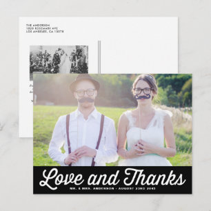 RETRO TYPOGRAPHY PHOTO WEDDING THANK YOU POSTCARD