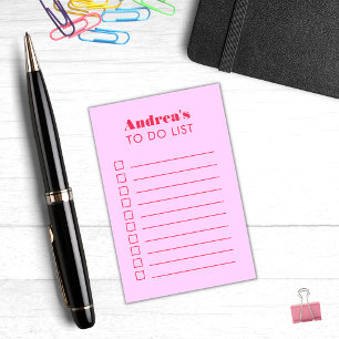 Retro Typography Pink Red Personalised To Do List Post-it Notes