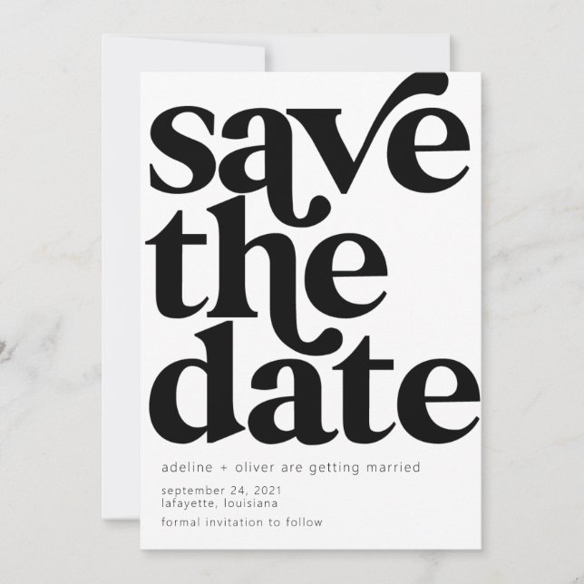 Retro Typography Save the Date Cards (Front)