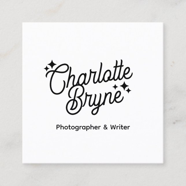 Retro Typography Square Business Card (Front)