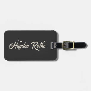  Retro Typography Stars Black Luggage Tag
