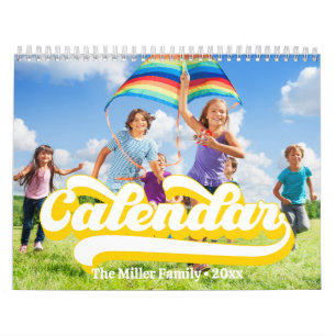 Retro Typography Style Text, Editable Custom Photo Calendar