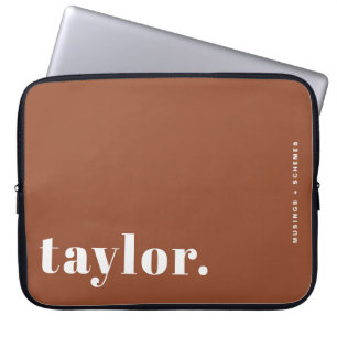 Retro Typography Terracotta Personalised Laptop Sleeve
