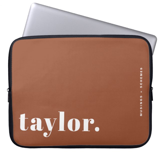Retro Typography Terracotta Personalised Laptop Sleeve (Front)