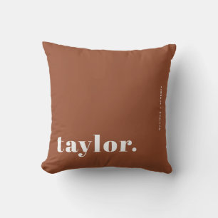 Retro Typography Terracotta Personalized Cushion
