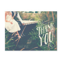 Retro Typography Thank You Wedding Postcard