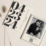 Retro Typography Vintage B&W Number Photo Qr Code  Save The Date<br><div class="desc">Typography Simple Artistic Photo Qr Code</div>