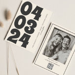 Retro Typography Vintage B&W Number Photo Qr Code  Save The Date<br><div class="desc">Typography Simple Artistic Photo Qr Code</div>