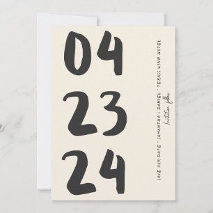 Retro Typography Vintage B&W Number Photo Qr Code Save The Date