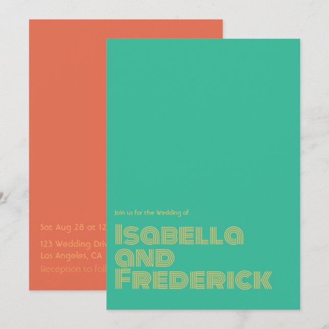 Retro Typography Wedding Invitation (Front/Back)