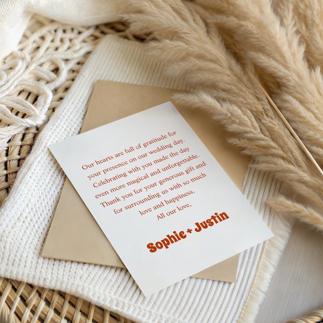 Retro Typography Wedding Thank You Card (Creator Uploaded)