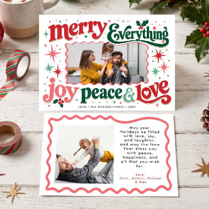 Retro Typography Whimsical Bright Modern Photo Holiday Card