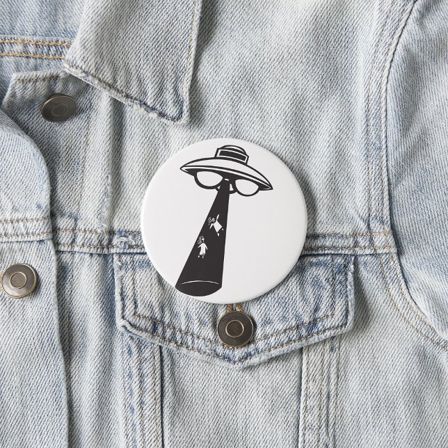 Retro UFO Abduction Graphic Alien Sci-Fi  7.5 Cm Round Badge (Creator Uploaded)