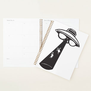 Retro UFO Abduction Graphic Alien Sci-Fi Planner