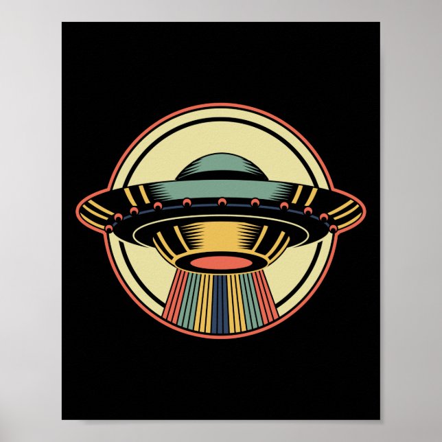 Retro UFO Alien Poster (Front)