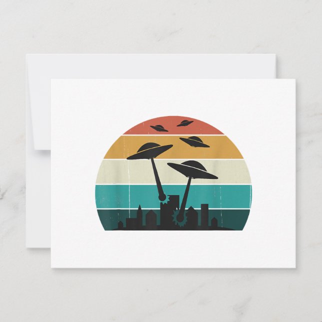 Retro UFO Attack Sunset - Cool Vintage Flying Sauc (Front)