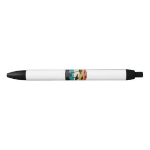 Retro UFO Attack Sunset - Cool Vintage Flying Sauc Black Ink Pen