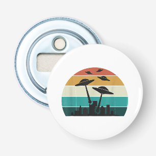 Retro UFO Attack Sunset - Cool Vintage Flying Sauc Bottle Opener