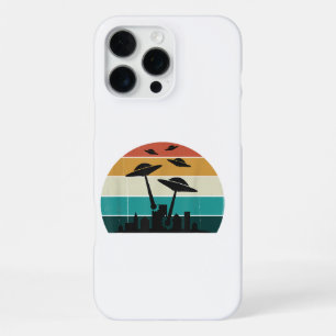 Retro UFO Attack Sunset - Cool Vintage Flying Sauc iPhone 16 Pro Max Case