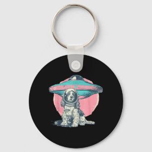 Retro UFO Cocker Spaniel Dog Astronaut Sci Fi Key Ring